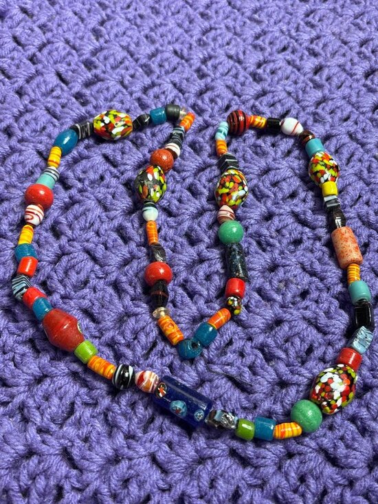 Jewelry - Artisan Boho Colorful Glass Beaded Necklace 30 inches Long
